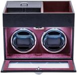 Mcbazel Automatic Double Watch Winder with Storage Box, Watch Winders for 2 Watches,Automatic Watch Winder Box with Quiet Motor(Wine Red)
