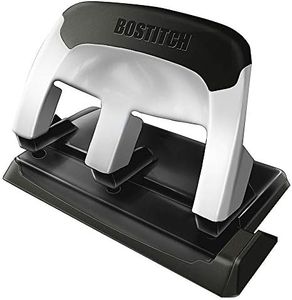 Bostitch Office EZ Squeeze Heavy Duty 3 Hole Punch, 40-Sheet Capacity, Use Less Force, Perfect for Home Office School Supplies, Sleek Design, Silver