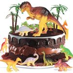 Hejo 31 Pcs Dinosaur Cake Decorations, Dinosaur Birthday Toppers, Cute and durable Mini Dinosaur Figures＆ Palm Trees Model Toys from PVC for Boys Girls Birthday, Party