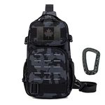 Ousawig Tactical Sling Bag Molle Sling Backpack Chest Shoulder Bag for Men Hiking Camping Trekking (dark camo)