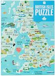 1000-piece Blue UK Map British Isles Jigsaw Puzzle with Poster - Britain Landmarks - Fun at Home Activities, Birthday Present, Travel Gifts, England, Ireland, Scotland, Wales