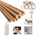 ecofynd 15pcs Easy Craft DIY Kit for Adult Beginners, Wood Dowels or Wooden Rings, Solid Hardwood Sticks or Natural Wood Rings, Unfinished Wood Circles for Crafting, Cotton, DIY (KIT008)