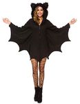 Halfjuly Halloween Costume for Women Bat Cozy Black Animal Adult Cosplay Vampire Zipper Dress, Black, XX-Large