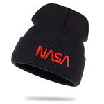 NASA Astronaut Space Rocket Moon Insignia Nerd - Wool hat Winter hat roll Cap Beanie hat Sailor hat Unisex Piece Black