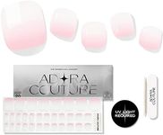Adora Couture Semi Cured Gel Nail Strips - 32 pcs Gel Pedicure Stickers, Easy to Apply & Remove Toenail Stickers, Salon Quality at Home & Long Lasting - UV Nail Lamp Required - Pink White P