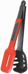 Davanda 8 in 1 Silicone Cooking Utensil COOKI, Storage Saving Kitchen Tools, Heat Resistant Cookware - Spatula, Tongs, Fork, Turner, Masher, Herb Stripper, Slicer, Slotted Spoon (Red and Black)