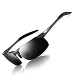 SUNGAIT Hd Polarized Sunglasses For Men Driving Cycling Running Metal Uv400 Sports Goggles, Black