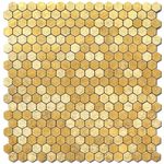 VAOVI Metallic Gold Stick on Tiles Kitchen Splashback,Self Adhesive Tile Stickers 3D Peel and Stick Wall Tiles Metal Mosaic Tile Heat Resistant Tiles (Penny Hexagon,10sheets)