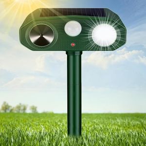 Ultrasonic Cat Repellent, Cat Deterrents Solar & USB Powered Animal Repeller with PIR Motion Sensor & Flashing Light, 3 Modes Waterproof Wild Animal Scarer Repellent for Cats, Dogs, Fox, Bird