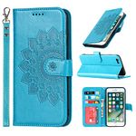 SunYoo for etui iPhone 6S Case Wallet with Cards Holder,Coque Pour iPhone 6 Flower Strap Case,Leather Case for Women Flip Cover Bag étui portefeuille Pour Femmes for iPhone6S iPhone 6 Blue