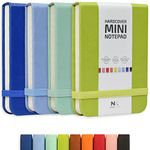 NeatVilla Tiny Notebook 3x4 Small Notepad Pocket Size, A7 Leather Hardcover Mini Notebook, Tear Off Sheet Tiny Notepad with Elastic Band, 4 Pack Mini Pocket Notebook for Nurse Reporter (Multicolored)