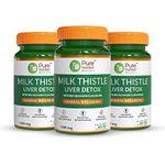 Pure Nutrition Milk Thistle Liver Detox Supplement - 60 x 3 Veg Tablets with Natural Silymarin Exract, N-Acetyl L-Cysteine (NAC), Curcumin, Amla & Vitamin C | Gluten-Free, Anti-Inflammatory, Antioxidant & Vegan