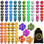 CiaraQ DND Dice Set - 20 X 7 Polyhedral Dice (140 pcs) with a Big Black Drawstring Bag for Dungeons and Dragons, D & D, RPG, MTG Role Playing Games. (D4 D6 D8 D10 D% D12 D20)