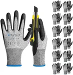 Cut Resistant Gloves, MicroFoam Nitrile Coated, ANSI Cut level A3,Superior Grip Performance, Safety Work Gloves for Men and Women, Ideal for General Duty Work, KG21NB, 12 Pairs,M