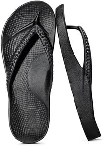 KIDMI Arch Support Flip Flops for Womens Comfortable Orthopedic Sandals for Plantar Fasciitis Beach Thong Slides, Black 38