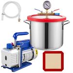 VEVOR Vacuum Chamber with Pump, 3.6CFM 1/4HP Vacuum Pump with High-Capacity 1.5 Gallon Vacuum Chamber, Vacuum Pump Chamber Kit Vacuum Degassing Chamber Kit