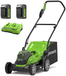 Greenworks 48V (2x24V) Tondeuse à Gazon Sans Fil pour Pelouses Jusqu'à 420m², Largeur de Coupe 36 cm, Sac de 40L, INCLUS Deux Batteries de 24V 4Ah et Chargeur Double, Garantie 3 Ans, G24X2LM36K4X