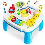 HERSITY Baby Toys Musical Learning Table, Activity Table for Babies 18+ Months, Learning Center Gifts for Toddler Boys Girls 1 2 Year Plus