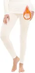 MANCYFIT Thermal Pants for Women Fleece Lined Leggings Underwear Soft Bottoms Beige Small