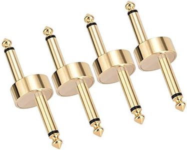 OTraki 1/4 Inch Guitar Pedal Connector Z Type 6.3mm Pedals Coupler 4 Pack Pedal to Pedal Connector TS Copper Male Connector for Effect Pedalboard Space Saving Gold