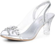 Allegra K Women's Flower Rhinestone Peep Toe Heels Silver Sandals - 8 M US