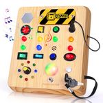 NORBASE Montessori Busy Board Sensory Toys, Toddler Busy Board Sensory Board, Toddler Travel Toys with 17 LED Lights, On/Off Switch and Music Features