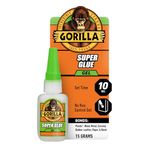 Gorilla Super Glue Gel, Fast-Setting, Thick Formula with Anti-Clog Cap, Clear Cyanoacrylate, 0.53oz/15g, Pack of 1