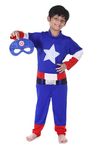 KAUSHIK ENTERPRISES Hosiery Fabric Captain America Superhero Costume For Kids Halloween Dress Fancydress Birthday Gift | Cosplay Bodysuit for Boys and Girls, 7-8 Years