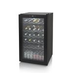 Swan 34 Bottle Glass Fronted Wine Cooler, LED Display, 80L Capacity, Black, SR12040BN