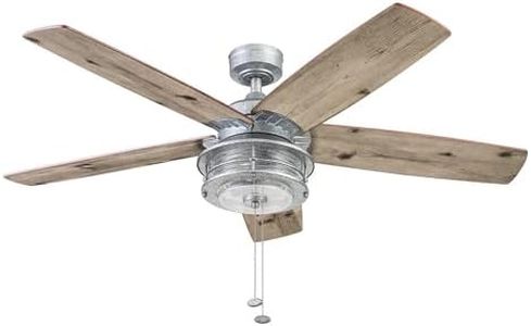 Honeywell Ceiling Fans Foxhaven, 52 Inch Farmhouse Indoor Outdoor Ceiling Fan with Light, Pull Chain, Dual Mounting Options, Dual Finish Blades, Reversible Motor - 51631-01 (Galvanized)