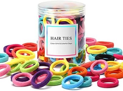 Omszte,100 Pcs Baby Hair Ties, Seamless Cotton Toddler Hair Ties for Girls and Kids, Multicolor Small Soft Hair Elastics Ponytail Holders(10Colors)