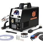 HZXVOGEN MIG Welder Machine, 4 in 1 185A Multiprocess Gas/Gasless/Lift TIG/Stick Welder, 110/220V IGBT Synergic Control Flux Core Welders Portable MMA/Arc Welding Machine, Color Digital Display MIG185