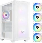 BitFenix Graph Mesh 4 ARGB Fans, High Airflow PC Gaming Case White, GPU Support 355mm, 240 Top/360 Front AIO Support, 4+4 Controller (LED/PWM System) Temper Glass Aura SYNC/Mystic Light/RGB Fusion 2.0