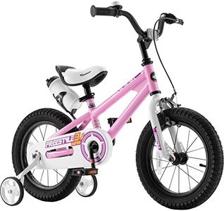 RoyalBaby Freestyle Kids Bike Girls 16 Inch BMX Childrens Bicycle with Training Wheels & Kickstand for Ages 4-7 years, Pink