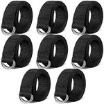 Web Football Belt 52 Inches Long Belt D Ring Belts for Men Women Youth Boys Kids Girls Football Flag (Black, 8 Pcs)