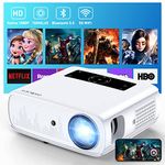 GROVIEW Projector, 4k Projector with WiFi and Bluetooth Support, 15000lux FHD 1080P Portable Projector for Outdoor Moive, 300'' Theater, Zoomable, [One-Step Mirroring] for iOS/Android, TV Stick, PS5