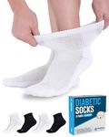 Doctor's Select Ankle Diabetic Socks Women and Men - 4 Pairs | Diabetic Socks Men | Neuropathy Socks, 2 White / 2 Black - 4 Pairs