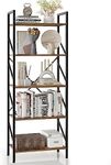 Huhote 5 Tier Bookshelf Bookcase Wood Tall Bookshelf Open Shelf,Farmhouse Bookshelf Book case, Industrial Bookshelf Storage Organizer for Bedroom,Living Room,Office, Rustic Brown