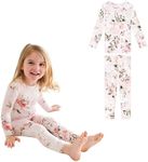 Posh Peanut Girls Pajamas - Soft, Viscose from Bamboo PJs for Kids - Matching, Long Sleeve Toddler Pajamas for Girls (18-24 Months) Vintage Pink Rose