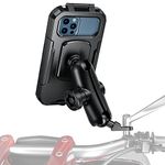 iMESTOU Waterproof IP67 Motorcycle 1" Ball Phone Mount with Anti-theft Double Socket Arms &Aluminum Ball Base Universally Fits to Rear-view Mirror for 3.5"-6.1" Cellphones (Size S)