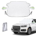 AdrreyuFny Car Windshield Cover, Magnetic Foldable Car Sunshade Ice and Snow Reflective Side Wing Mirrors Windscreen Cover for Cars, SUV, Van (165 * 126cm)