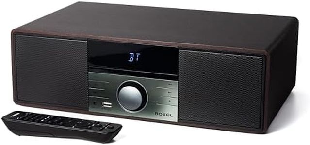 Roxel RCD 400 All In One Compact CD Player HI-FI System DAB/DAB+ Radio, CD/MP3 /USB PLAYBACK with Speakers, Bluetooth, FM & Digital Radio and White Led Display Stylish Wooden Contour