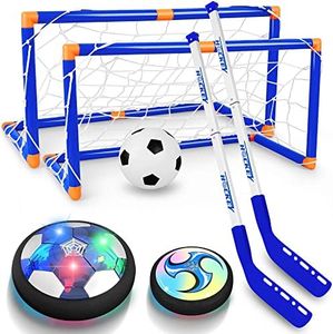 STREET WALK Kids Toys - LED Hockey Hover Set 2 Goals Mini Screwdriver - Air Power Training Ball Playing Hockey Game - Hockey Toys 3 4 5 6 7 8 9 10 11 12 Year Old Boys Girls Best Gift …