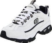 Skechers Mens Energy Afterburn Running Shoes, White/Navy, 9.5 US