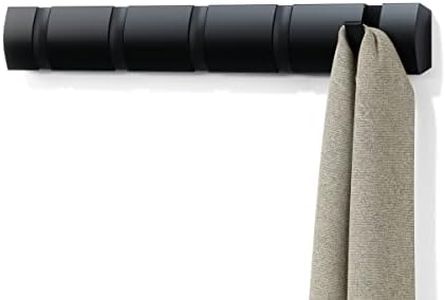 Umbra Flip 5 ganci appendiabiti, moderni, semplici e salvaspazio, con 5 ganci mobili per giacche, cappotti, sciarpe, borse e altro, nero
