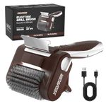 Electric Grill Brush for Outdoor Grill, Rechargeable BBQ Grill Cleaner Stainless Steel Brush with 450RPM Stainless Roller, LED Light, Scraper, Grilling Gifts for Men/Dad