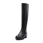 Comfy Moda Knee High Boots for Women, Waterproof Fur Lined Winter Boots, Grain Leather & Vegan Leather, Flurry, Black Size 11