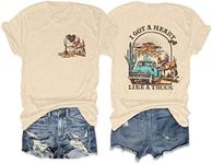 I Got A Heart Like A Truck T Shirt Women Country Music Shirts Nashville Concert Outfit Western Sunset Cowgirl Tops, Apricot, XX-Large