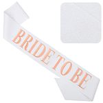 CORRURE 'Bride to Be' Sash for Bachelorette Party - Bridal Shower White Glitter Sash with Rose Gold Foil Lettering - Hen Party Decorations Supplies Accessories, Wedding Engagement Party Favors Gift