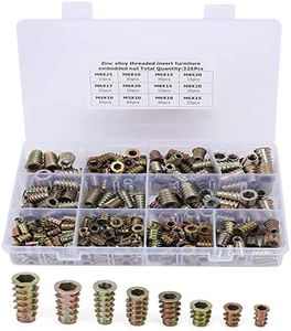 KOSHIFU 325 Pezzi Boccole Filettate per Legno Inserti Filettati Legno M4 M5 M6 M8 Assortimento Dadi Esagonali in Lega di Zinco per Mobili in Legno Dado di Inserto Filettato ad Inserto Kit